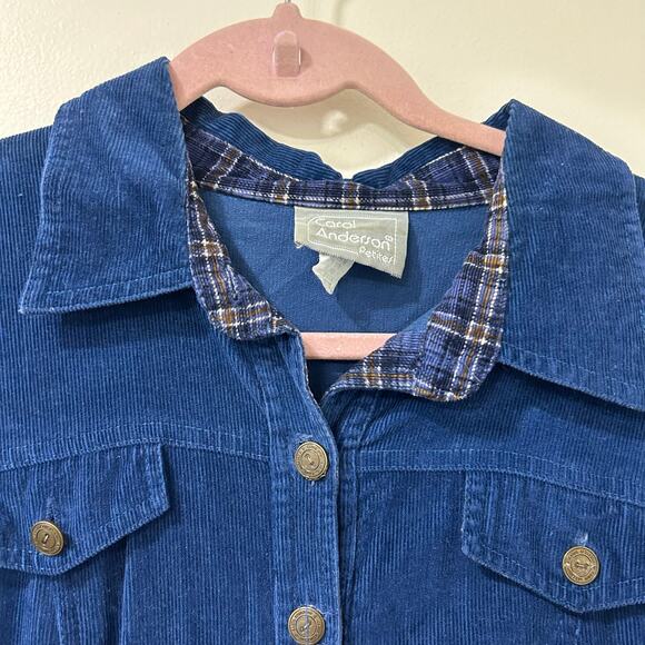 Carol Anderson Vtg Womens Sz 14 Petite Blue Long Slve Corduory Maxi Dress Granny - Picture 3 of 6